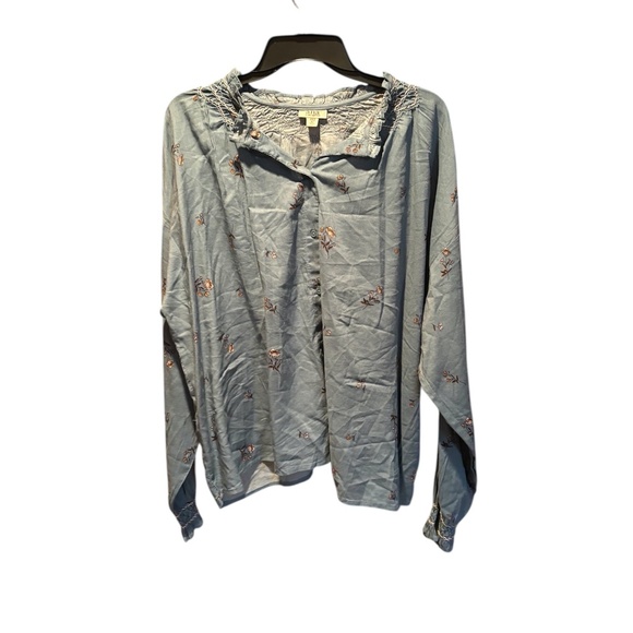 ANA A New Approach Maribel Floral Blue Long Sleeve Blouse XXL Tall NWT - Picture 1 of 6